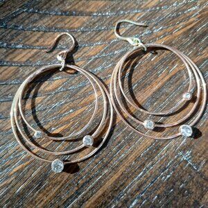 Multi Hoop Drop Earrings with Diamond Rhinestone Accents
